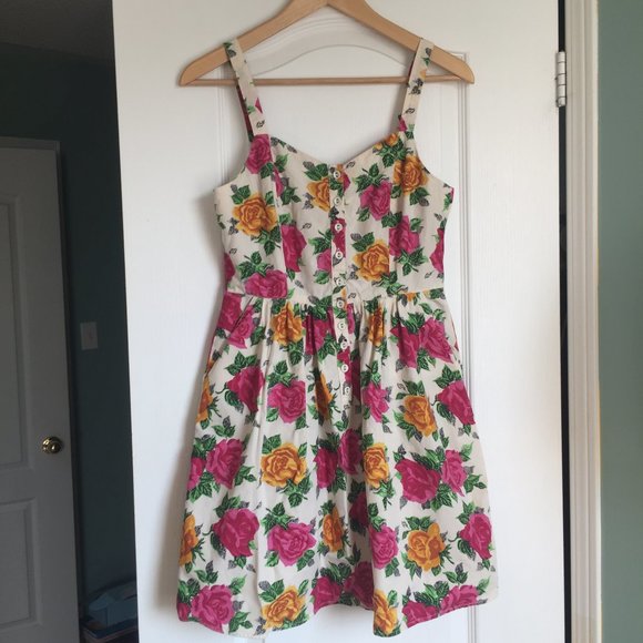 Kimchi Blue Button Up Rose Dress - Picture 1 of 7